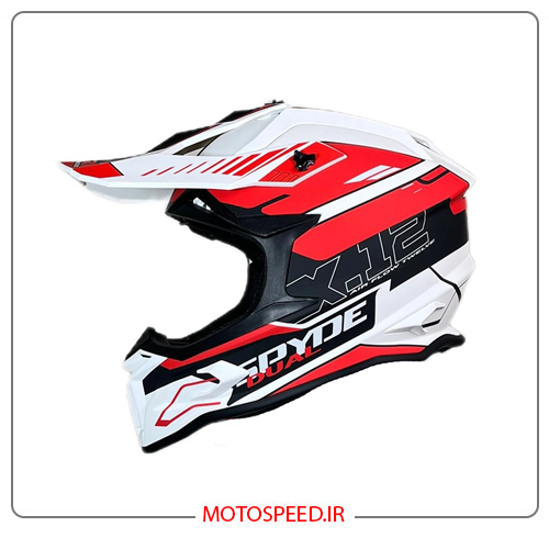 کلاه-کاسکت-راپیدو-Rapido-کراس-سفید-قرمز کلاه کاسکت کراسی راپیدو Rapido مدل Matte White & Red - تصویر 1