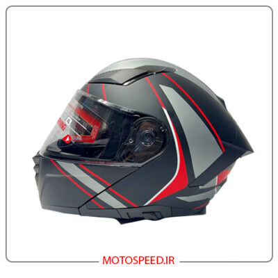 کلاه کاسکت فک متحرک ردلاین Redline کد 960 طوسی مشکی قرمز
