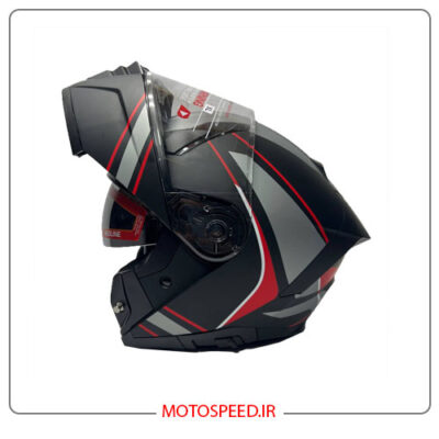 کلاه کاسکت فک متحرک ردلاین Redline کد 960 طوسی مشکی قرمز